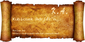 Kubicsek Adrián névjegykártya
